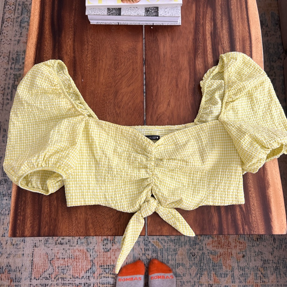 Zara Gingham Crop Top Green
